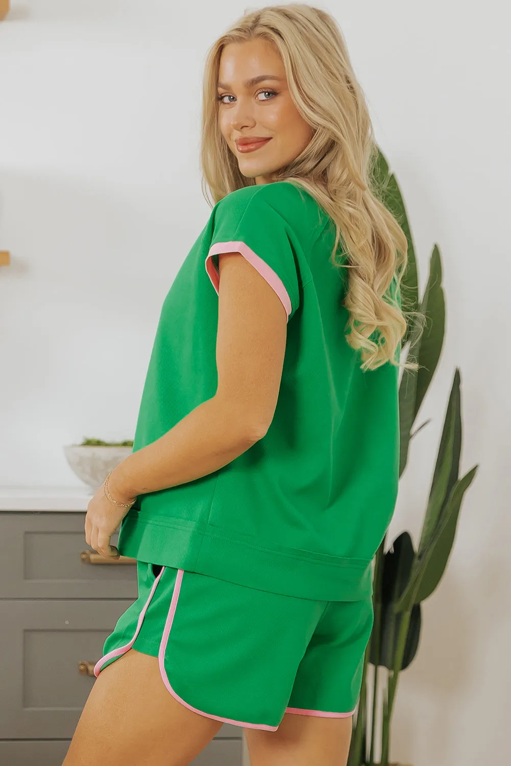 Araceli Two Tone Textured Tee and Shorts Set sold by Threaded Pear product image thumbnail 2