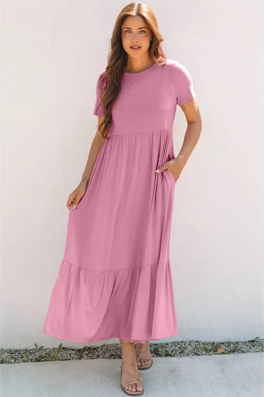 Nala T-shirt High Waist Pocketed Long Dress sold by Threaded Pear