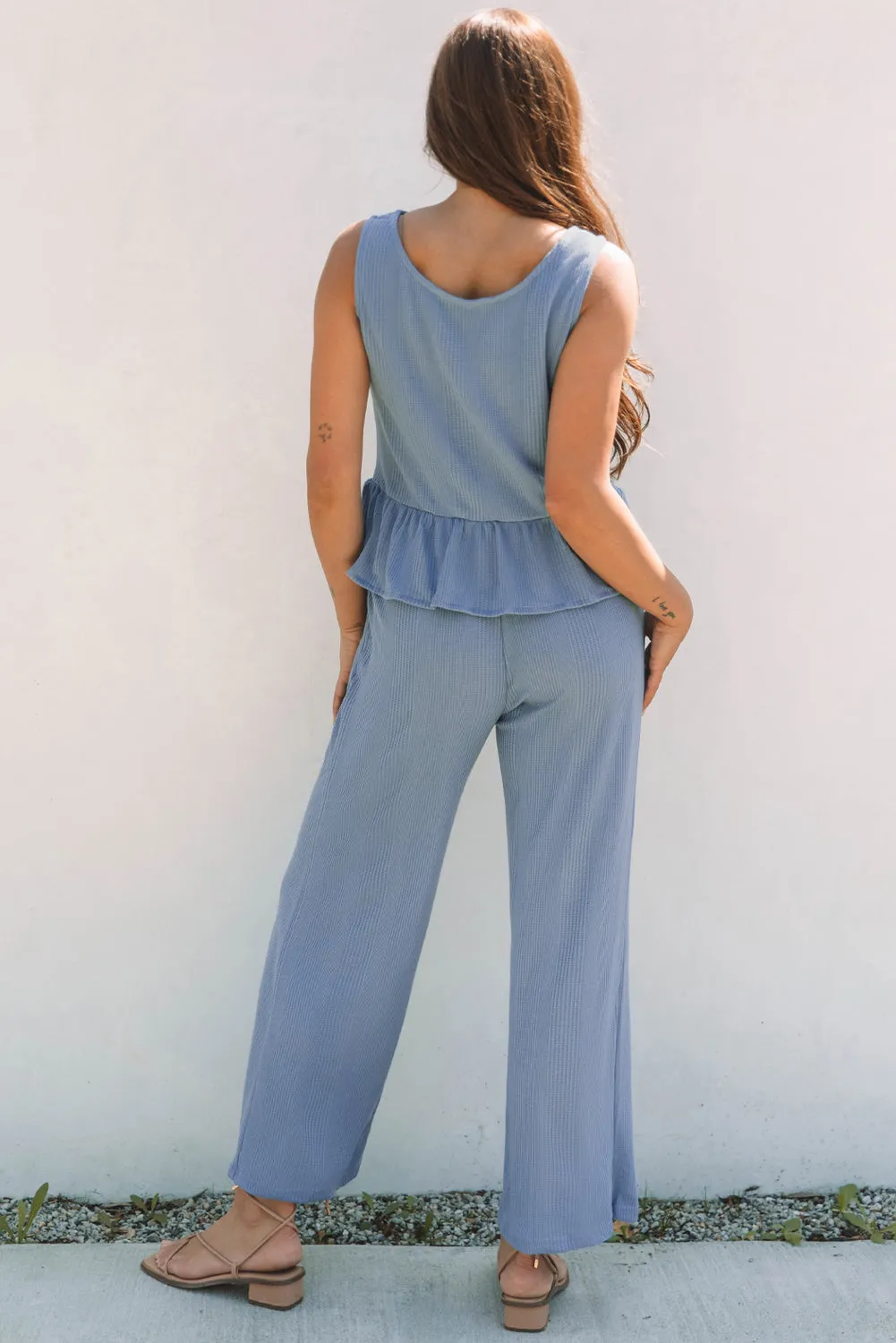 Teresa Ribbed Ruffle Tank Top and Pants Set sold by Threaded Pear product image thumbnail 2
