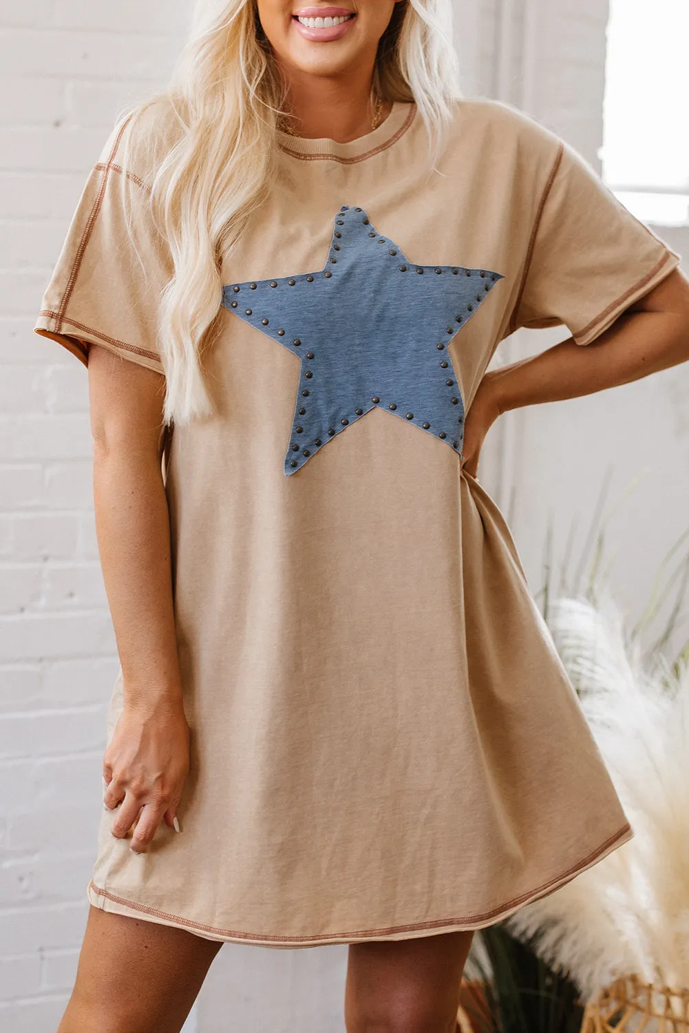 Luz Mineral Wash Star T-Shirt Dress sold by Threaded Pear product image thumbnail 3