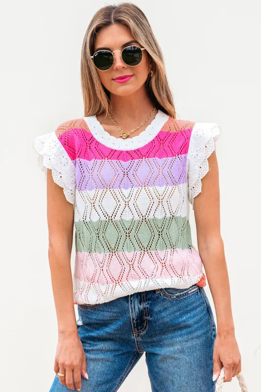 Alena Hollowed Knit Scallop Edge Sweater Vest sold by Threaded Pear