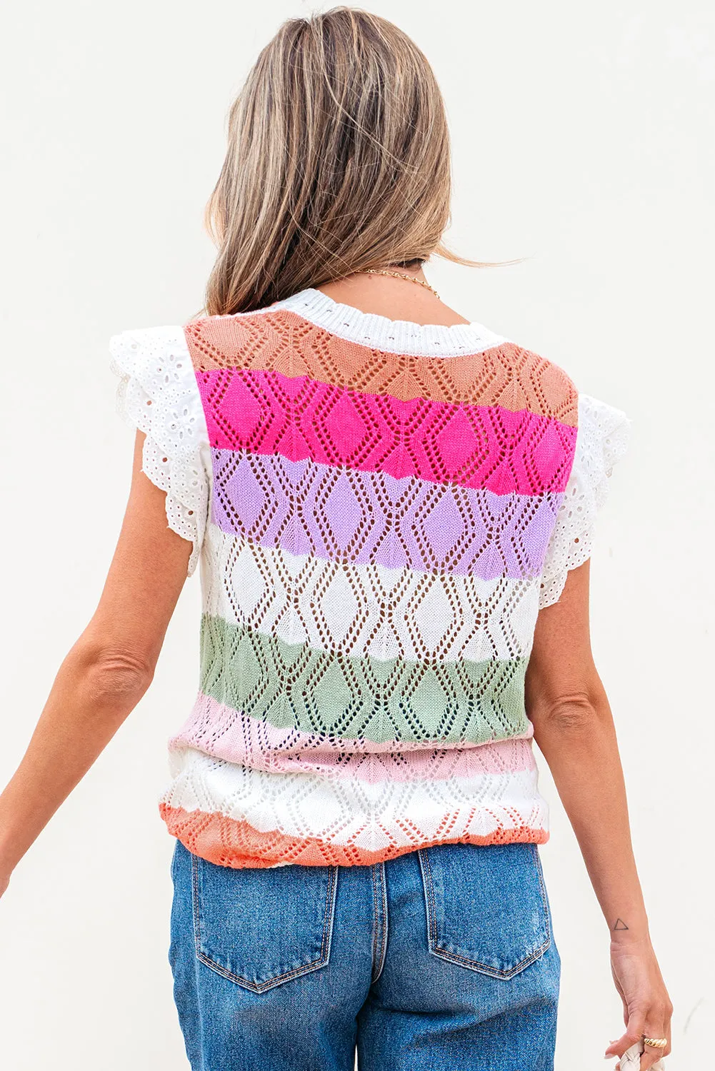 Alena Hollowed Knit Scallop Edge Sweater Vest sold by Threaded Pear product image thumbnail 2