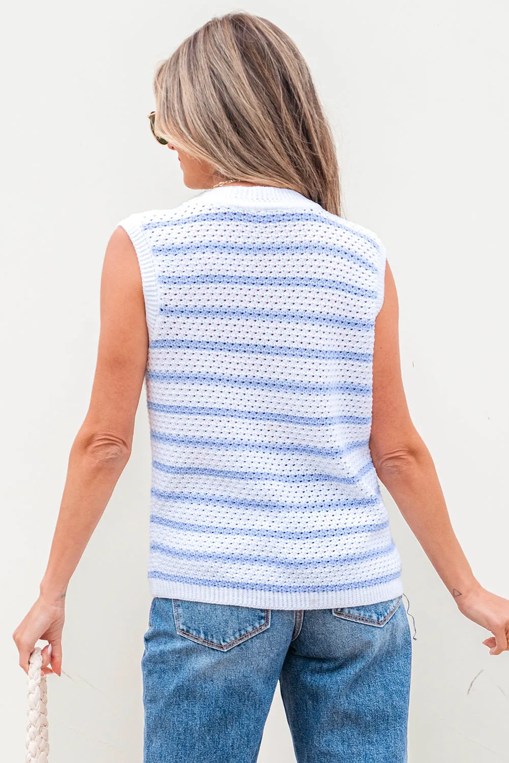 Veda V Neck Gold Buttons Elegant Sweater Vest sold by Threaded Pear product image thumbnail 2