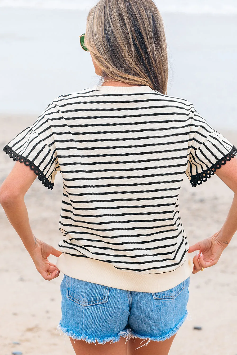 Naya Scallop Lace Trim Ruffle Short Sleeves Top sold by Threaded Pear product image thumbnail 3
