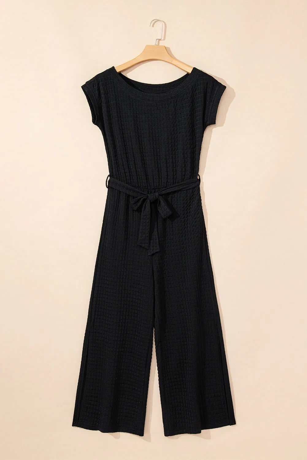 Georgina Checkered Mesh One Shoulder Short Sleeve Jumpsuit sold by Threaded Pear product image thumbnail 4