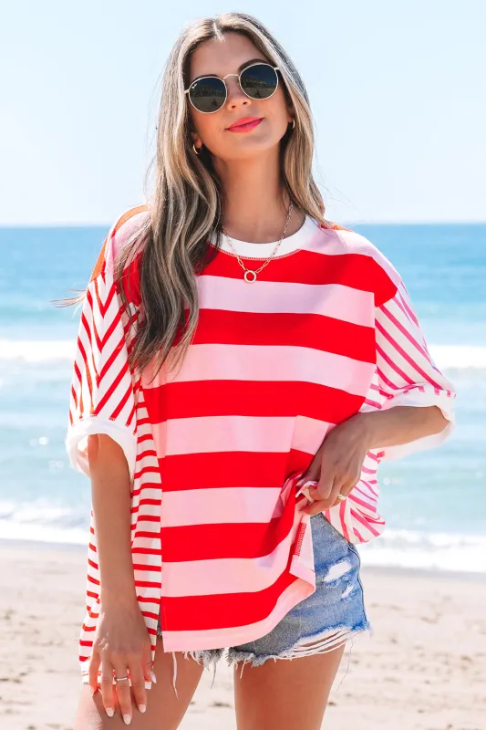 Sloan Stripe Side Split Loose Top sold by Threaded Pear