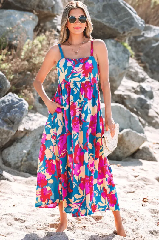 Goldie Floral High Waist Sleeveless Flared Long Dress sold by Threaded Pear