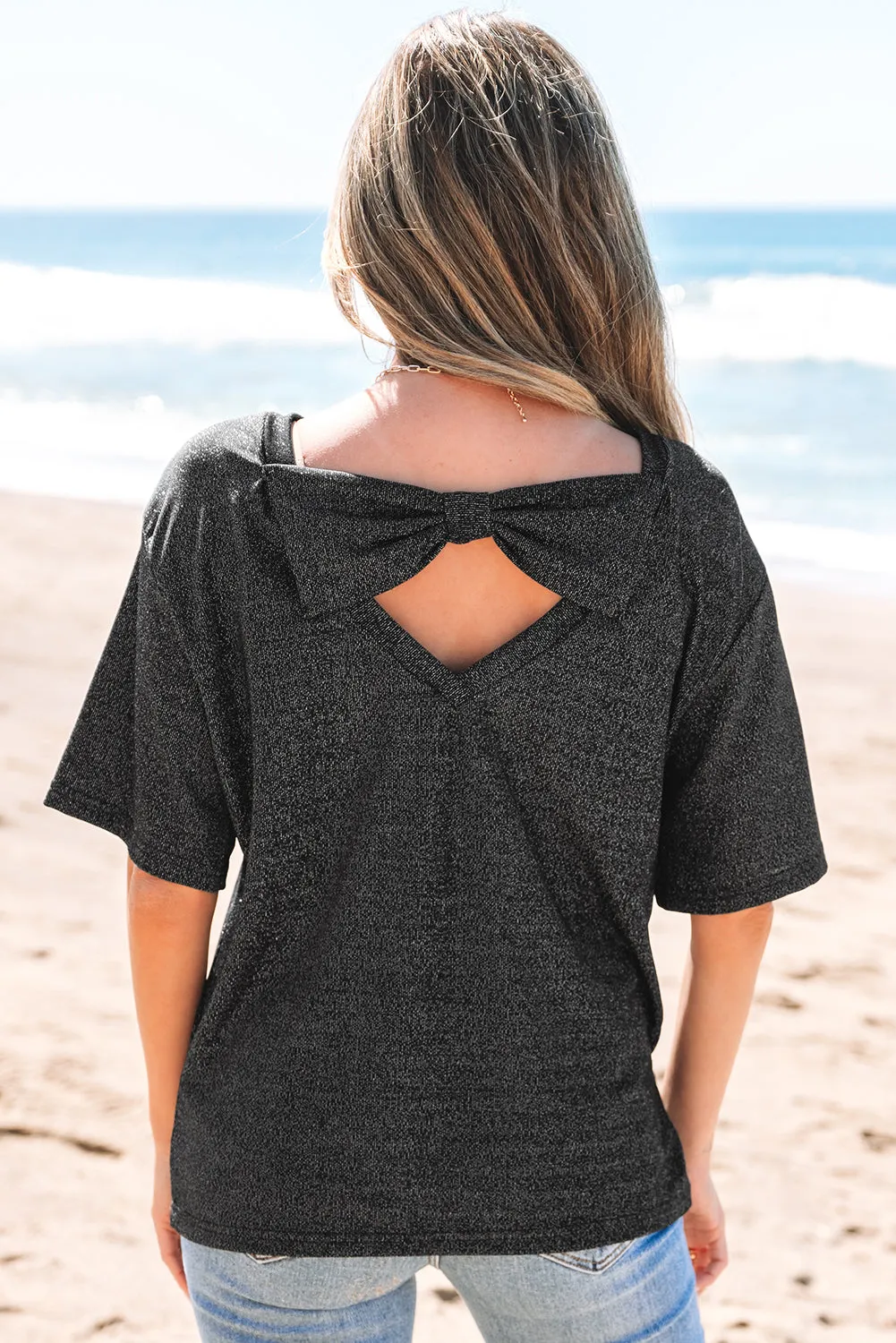 Kathryn Bow Decor Glittery Short Sleeve Top sold by Threaded Pear product image thumbnail 2