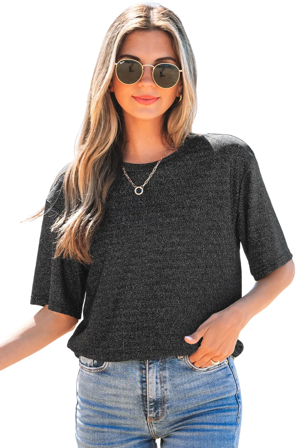 Kathryn Bow Decor Glittery Short Sleeve Top sold by Threaded Pear product image thumbnail 3