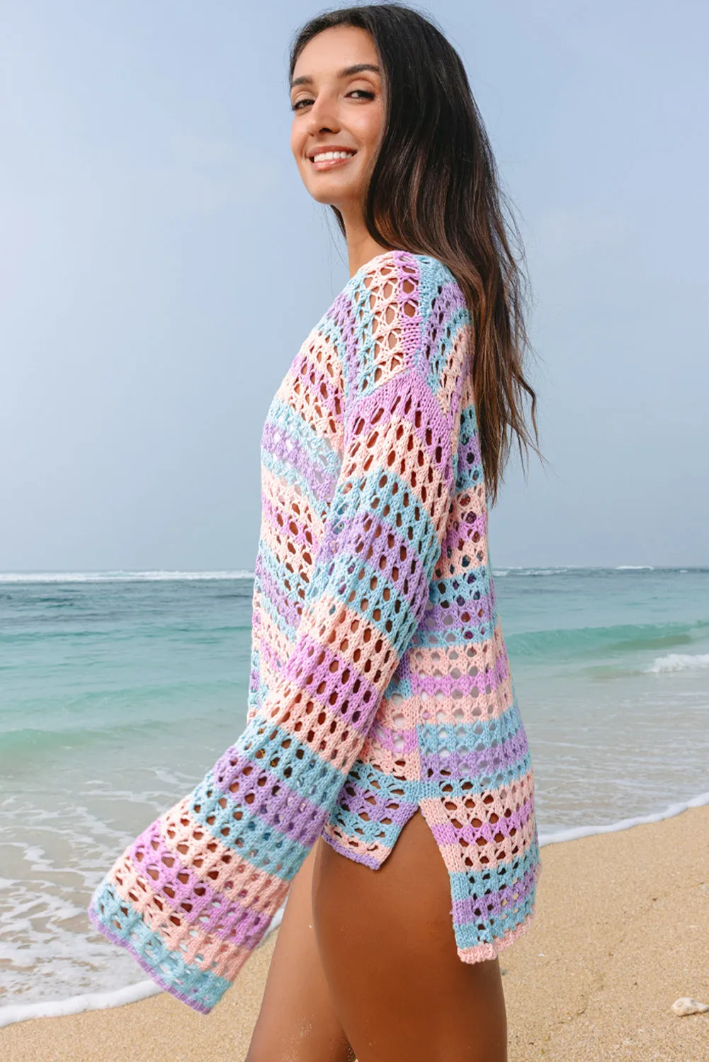 Della Open Knit Sweater Beach Cover Up sold by Threaded Pear product image thumbnail 3