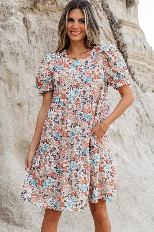 Aliana Bohemian Floral Mini Dress sold by Threaded Pear