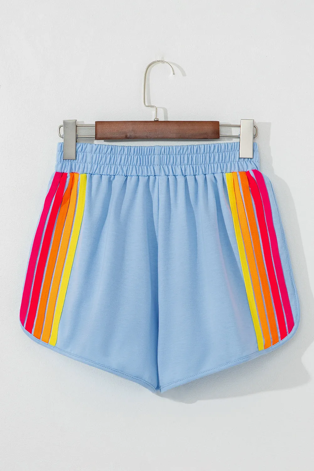 April Color Stripes Elastic High Waist Active Shorts sold by Threaded Pear product image thumbnail 3