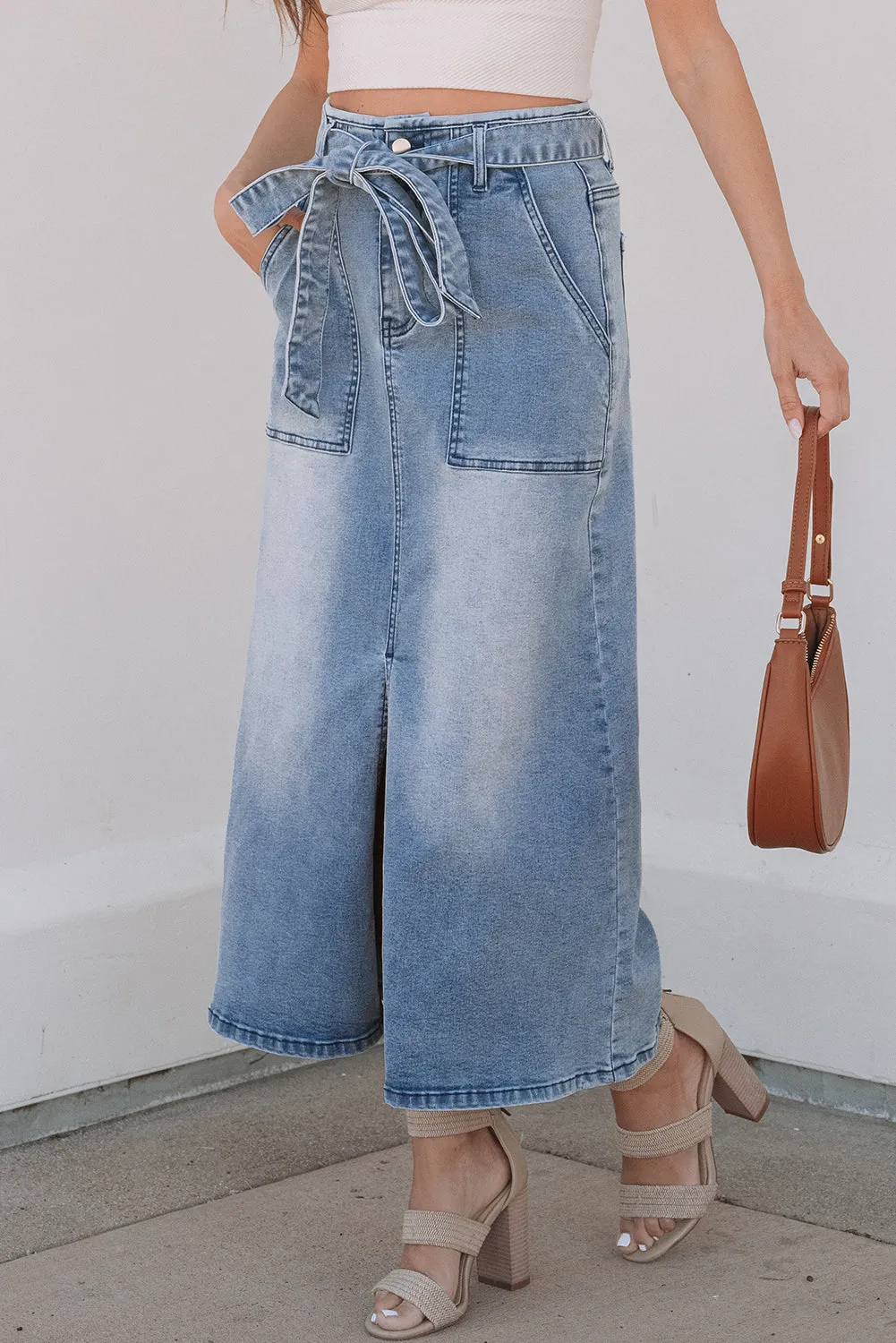 Ariah High Waist Midi Denim Skirt sold by Threaded Pear product image thumbnail 3