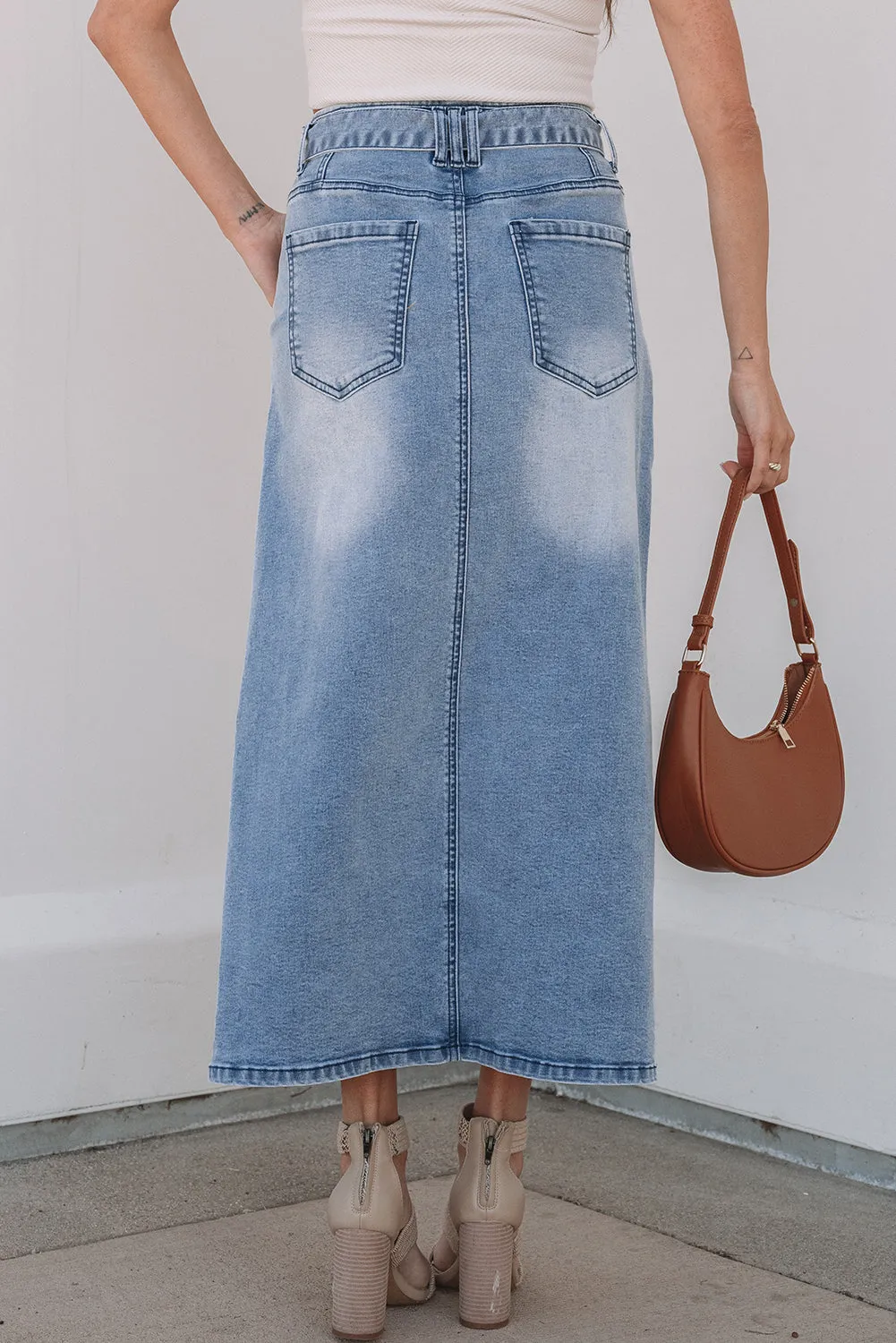 Ariah High Waist Midi Denim Skirt sold by Threaded Pear product image thumbnail 2