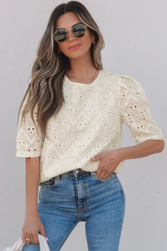 Frankie Eyelet Embroidered Casual Blouse sold by Threaded Pear