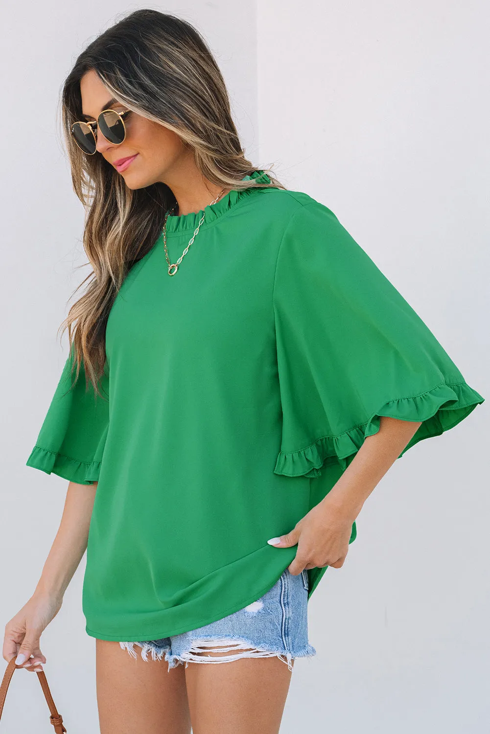 Holland Frilly Half Sleeve Blouse sold by Threaded Pear product image thumbnail 4