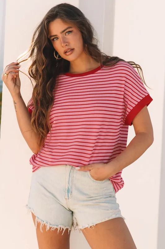 Mckenzie Stripe Knitted Round Neck Top sold by Threaded Pear