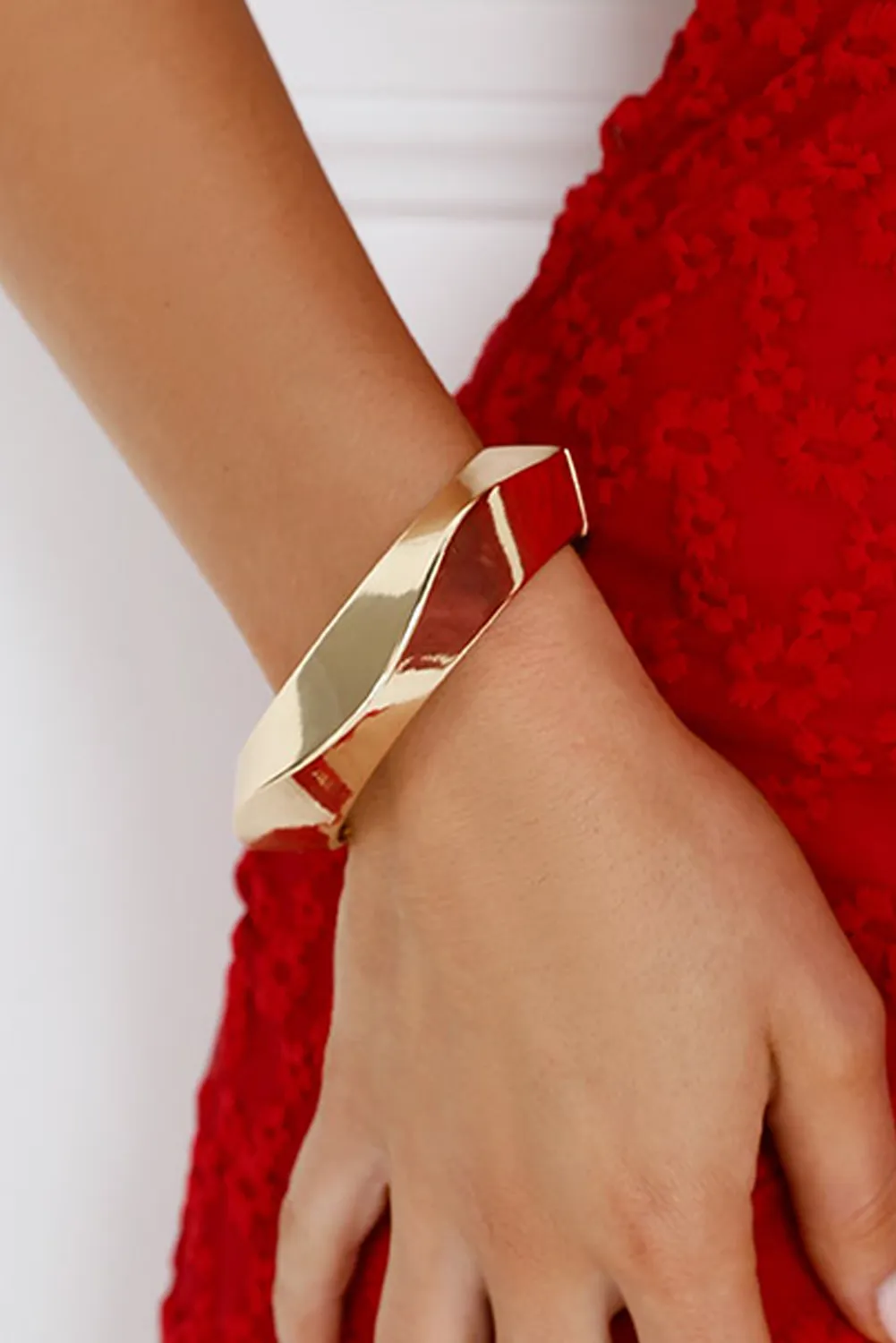 Gold Asymmetric Plated Alloy Bangle Bracelet sold by Threaded Pear