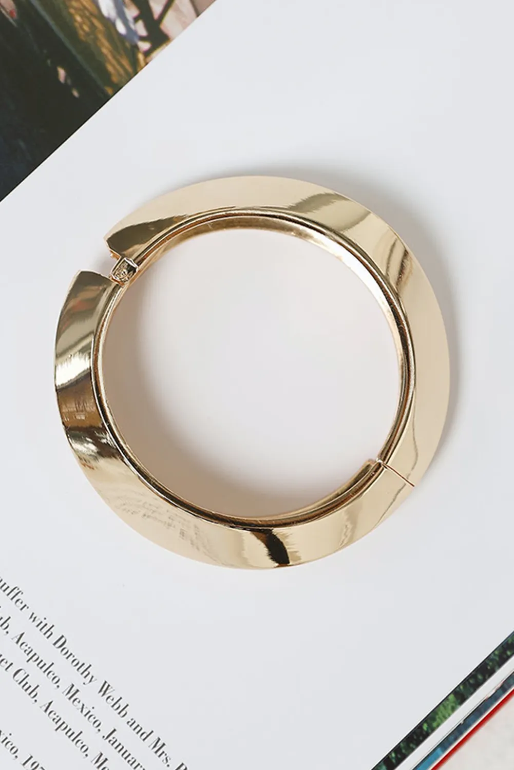 Gold Asymmetric Plated Alloy Bangle Bracelet sold by Threaded Pear product image thumbnail 3