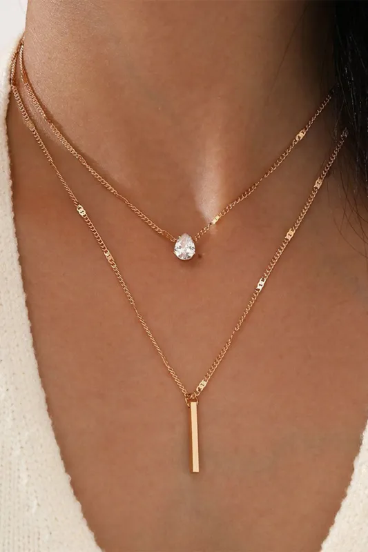 Gold Layered Rhinestone Pendant Necklace made by Threaded Pear