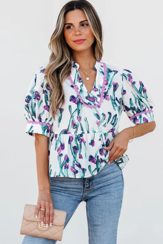Raelyn Floral Ricrac Trim Top sold by Threaded Pear