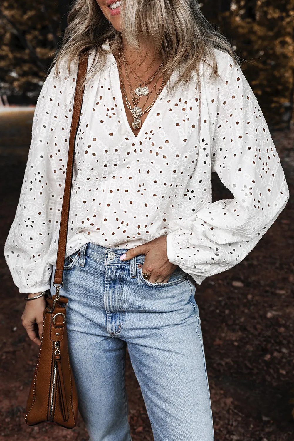 Paige Eyelet Embroidered Puff Sleeve Blouse sold by Threaded Pear