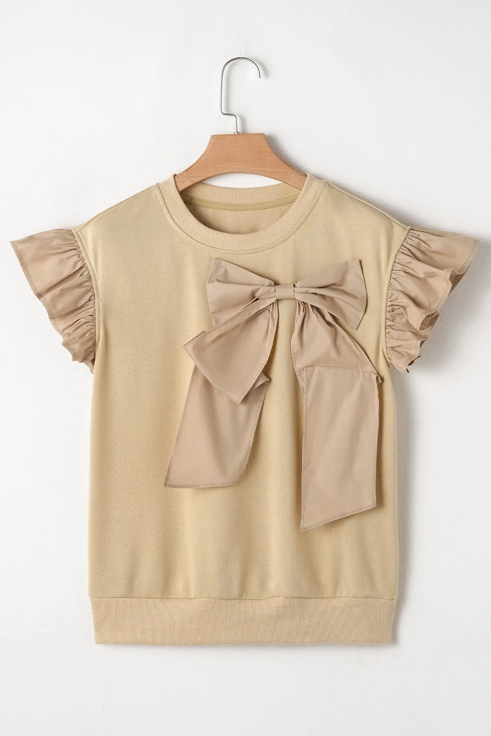 Camilla Two Tone Bow Ruffle Sleeve Top sold by Threaded Pear product image thumbnail 4