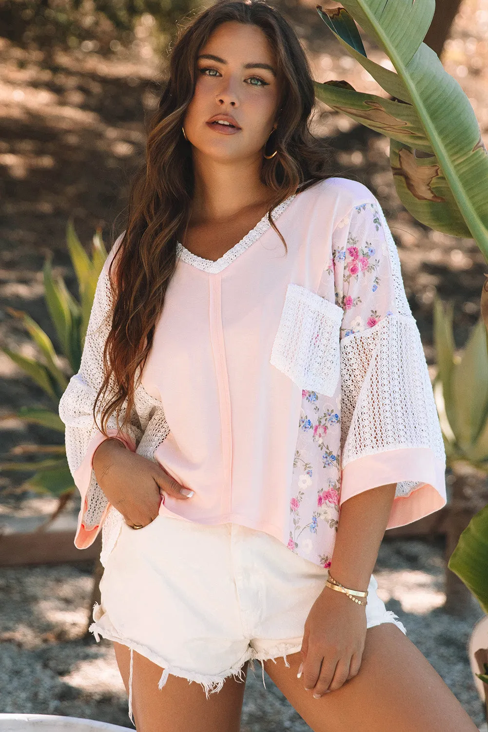 Aubree Floral Lace Crochet Patchwork Blouse sold by Threaded Pear product image thumbnail 4