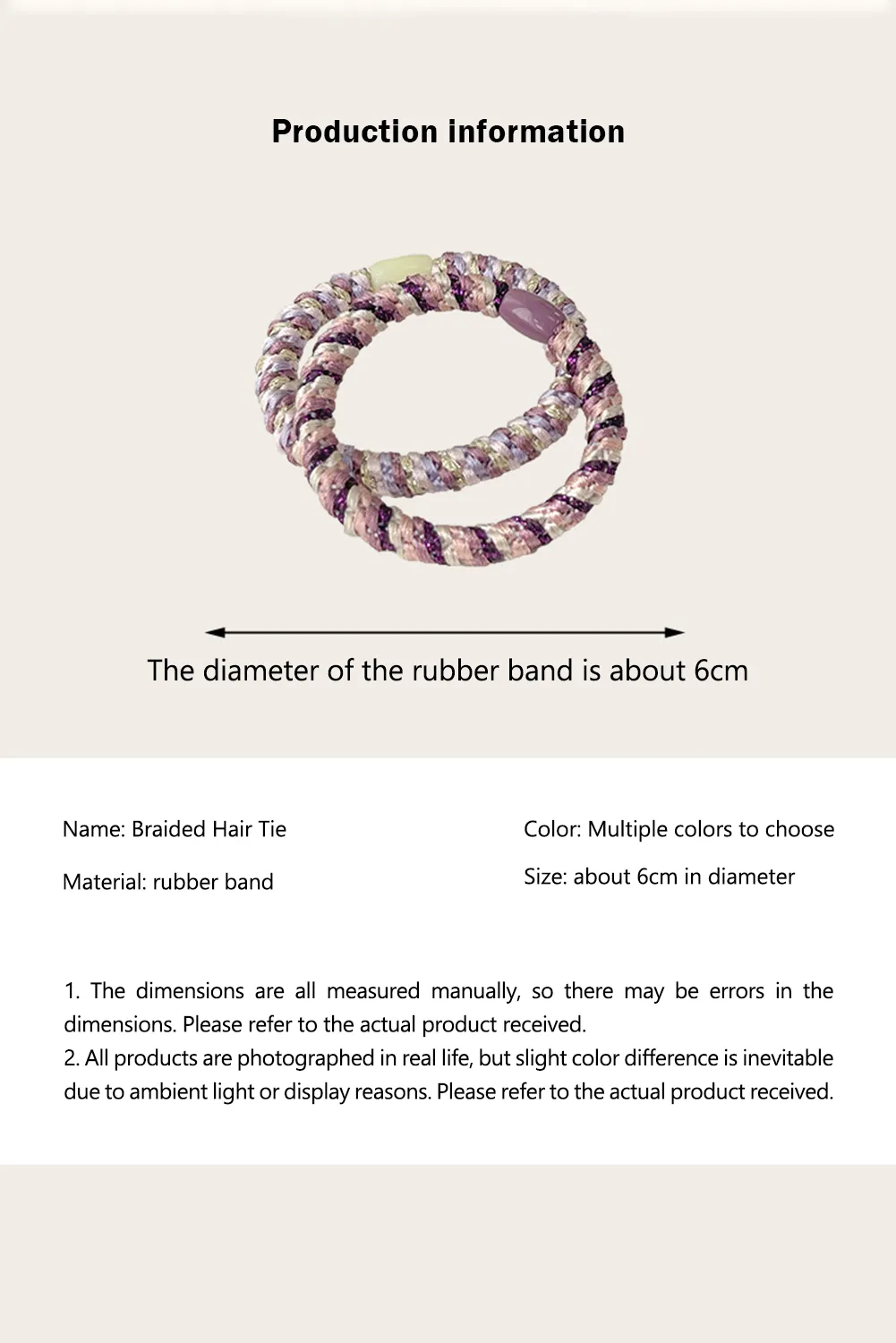 15 pcs Elastic Braided Hair Tie sold by Threaded Pear product image thumbnail 3