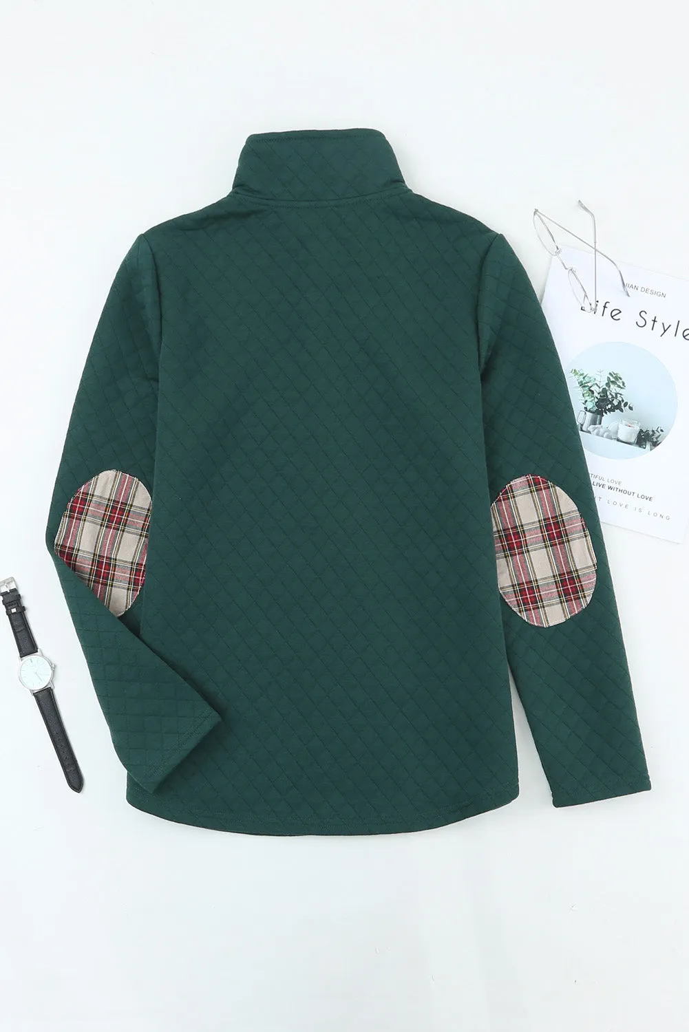 Zara Texture Plaid Trim Sweatshirt sold by Threaded Pear product image thumbnail 4
