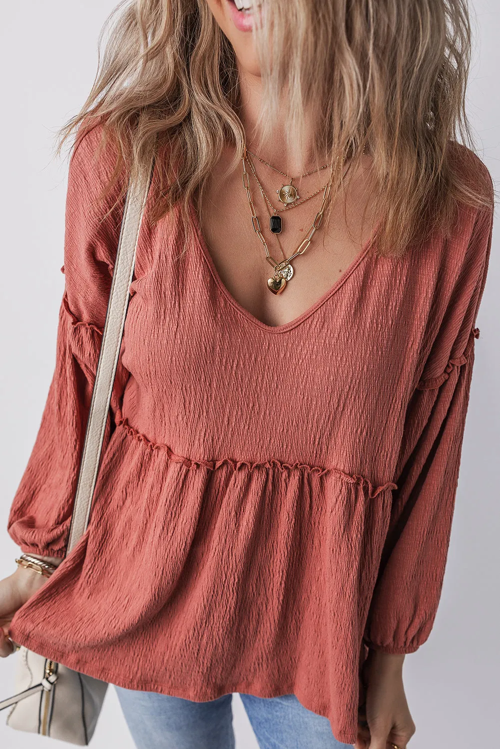 Rowan Textured Frilled Trim Puff Sleeve Blouse sold by Threaded Pear product image thumbnail 3
