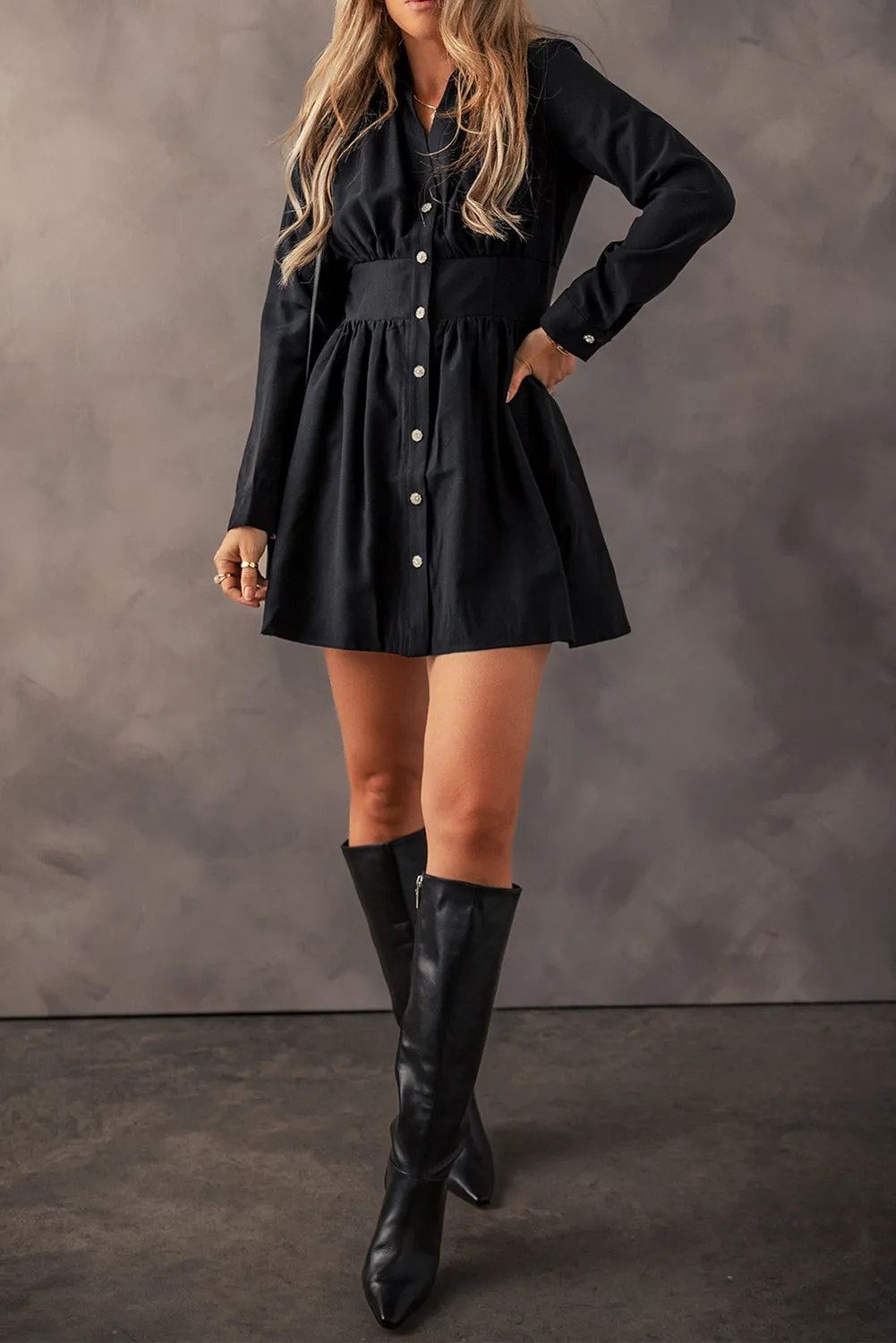 Leia Long Sleeve Shirt Mini Dress sold by Threaded Pear product image thumbnail 4