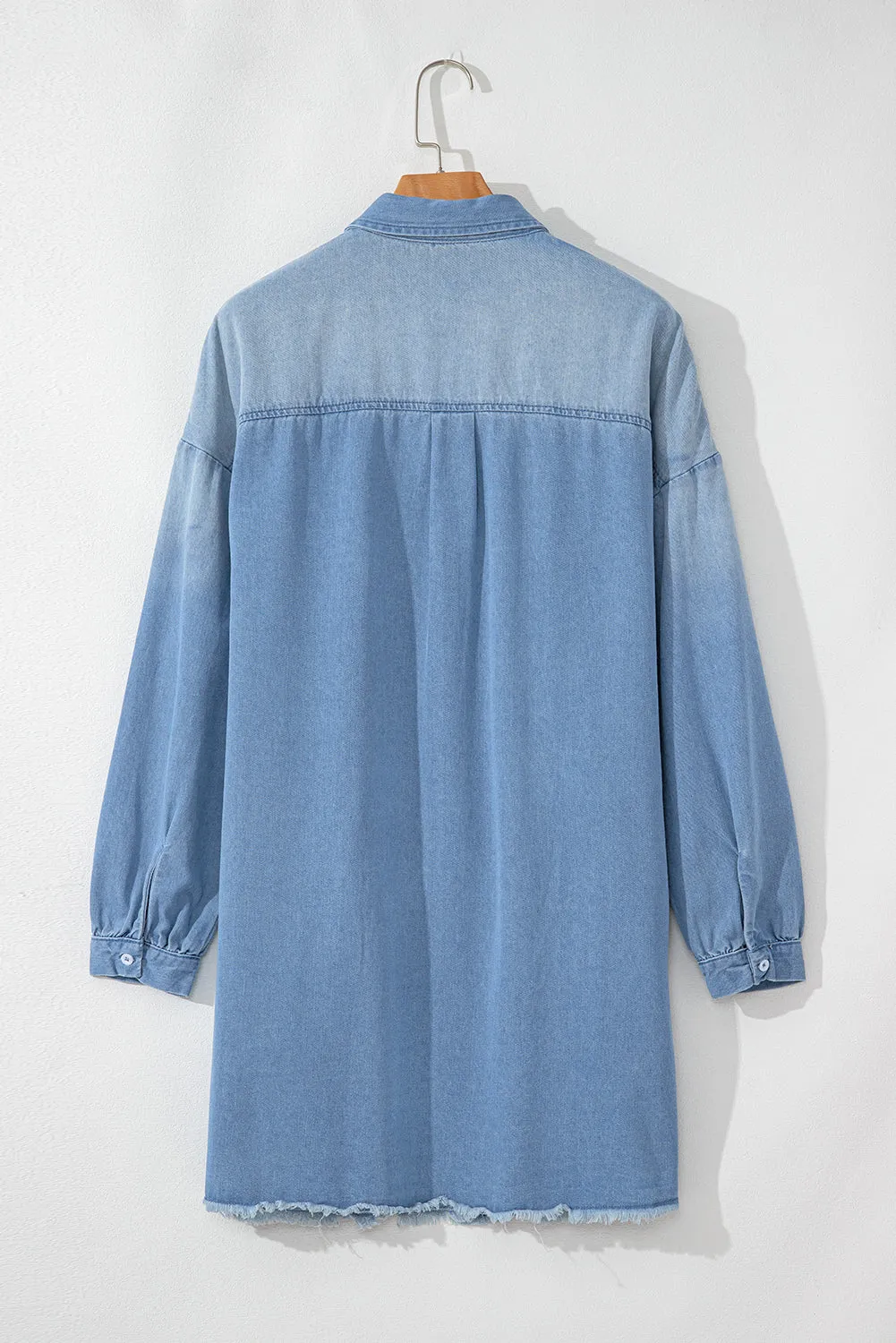 Journee Medium Washed Denim Shirt Dress sold by Threaded Pear product image thumbnail 4