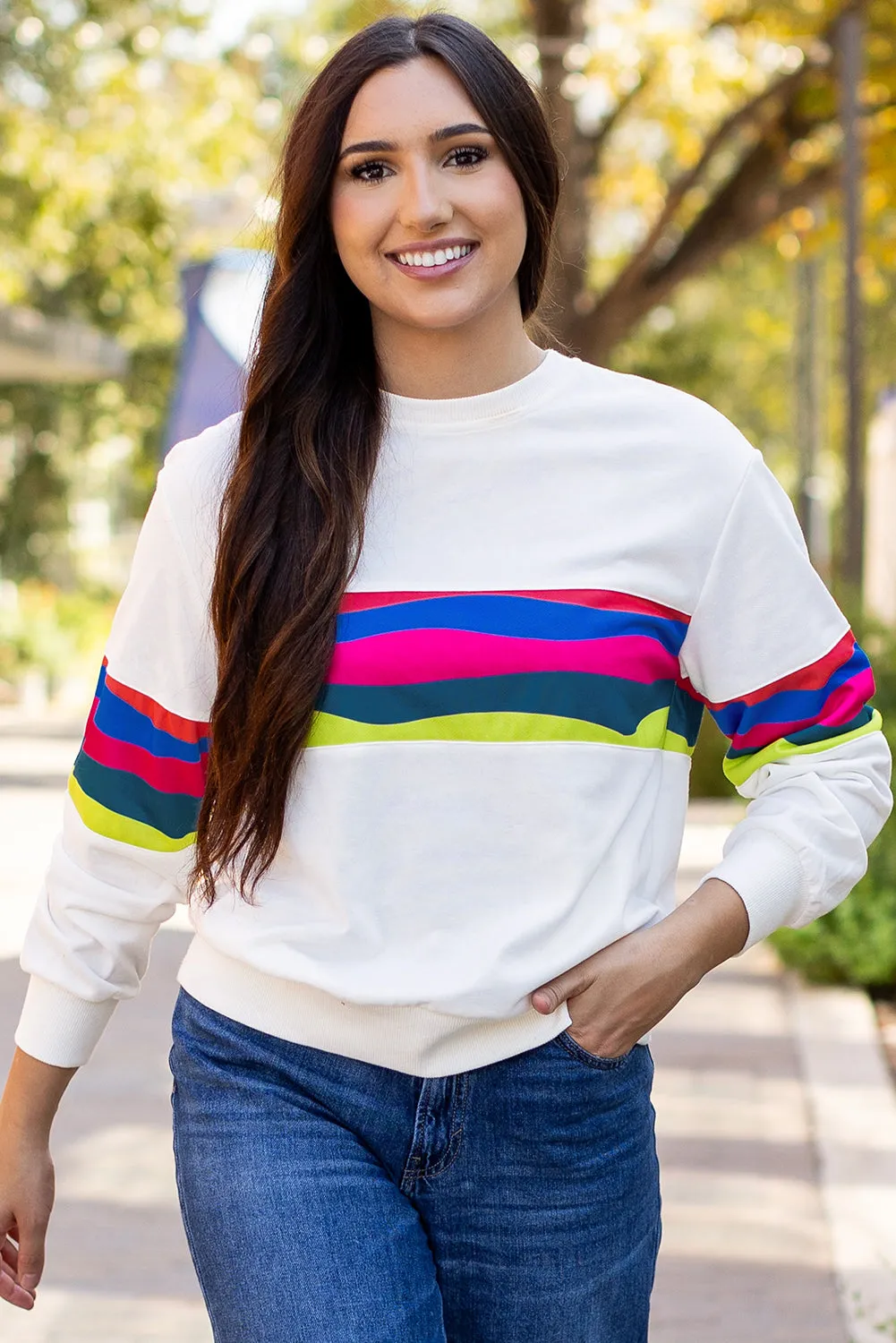 Alora Striped Accent Long Sleeve Top sold by Threaded Pear product image thumbnail 5
