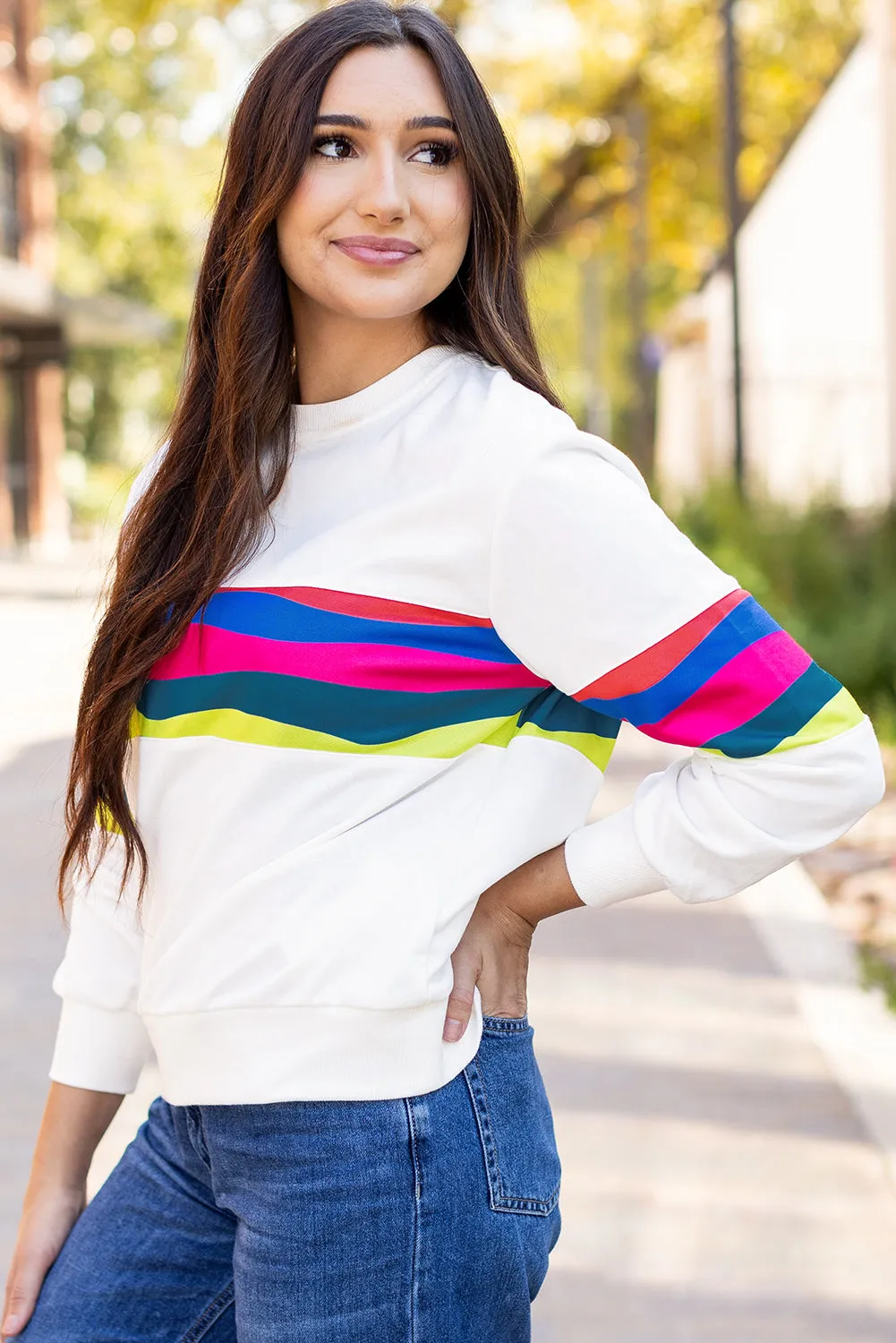 Alora Striped Accent Long Sleeve Top sold by Threaded Pear product image thumbnail 3