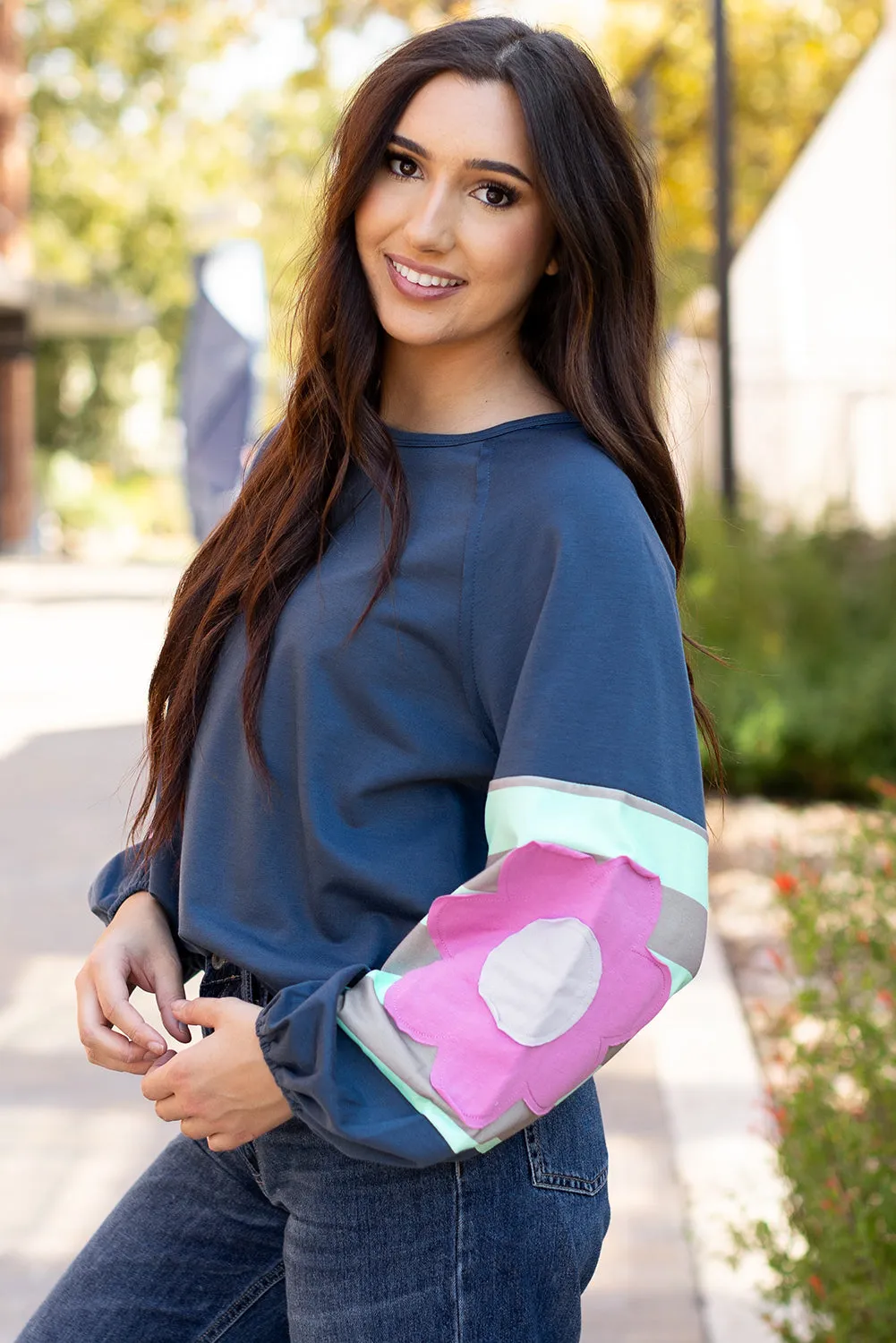 Sara Flower Raglan Sleeve Top sold by Threaded Pear product image thumbnail 3