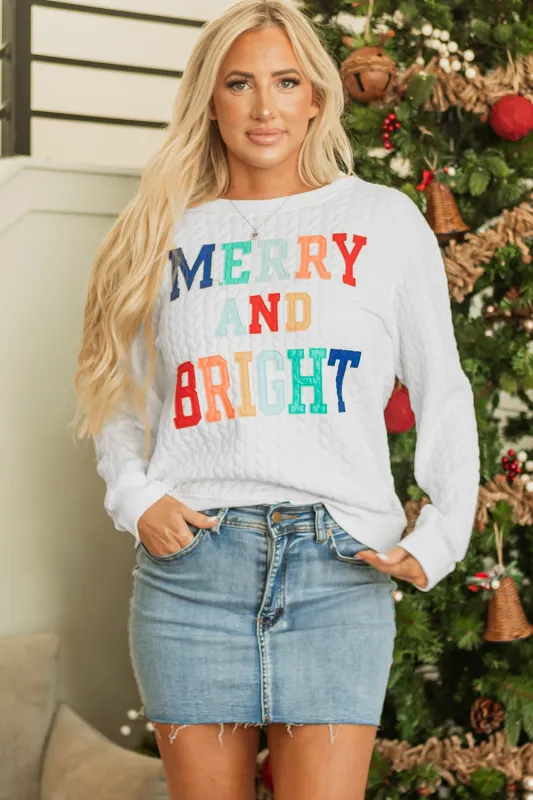Merry And Bright Knit Pullover Sweatshirt sold by Threaded Pear