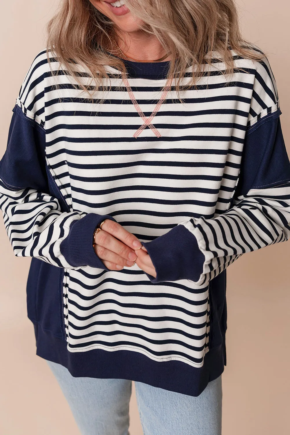 Sage Exposed Seam Loose Fit Sweatshirt sold by Threaded Pear