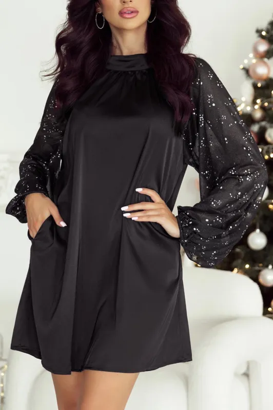 Esther Glittering Mesh Sleeve Dress sold by Threaded Pear