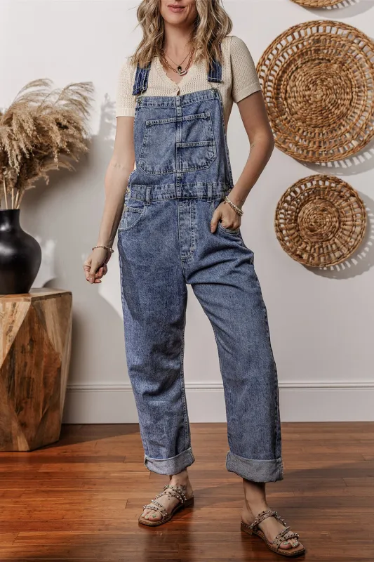 Piper Denim Straight Leg Jumpsuit with Pockets sold by Threaded Pear