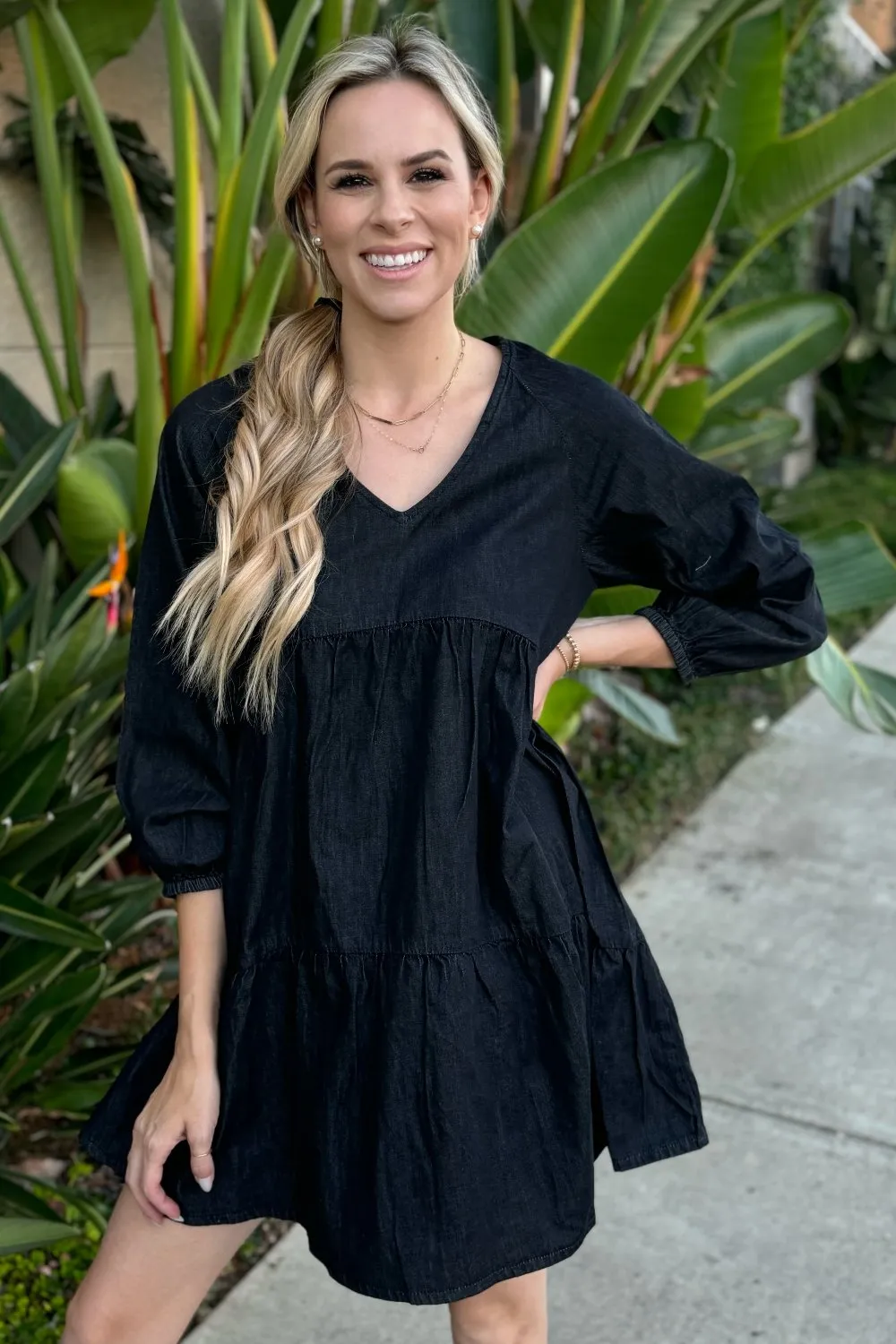 Clara Ruffled Chambray Dress sold by Threaded Pear product image thumbnail 5