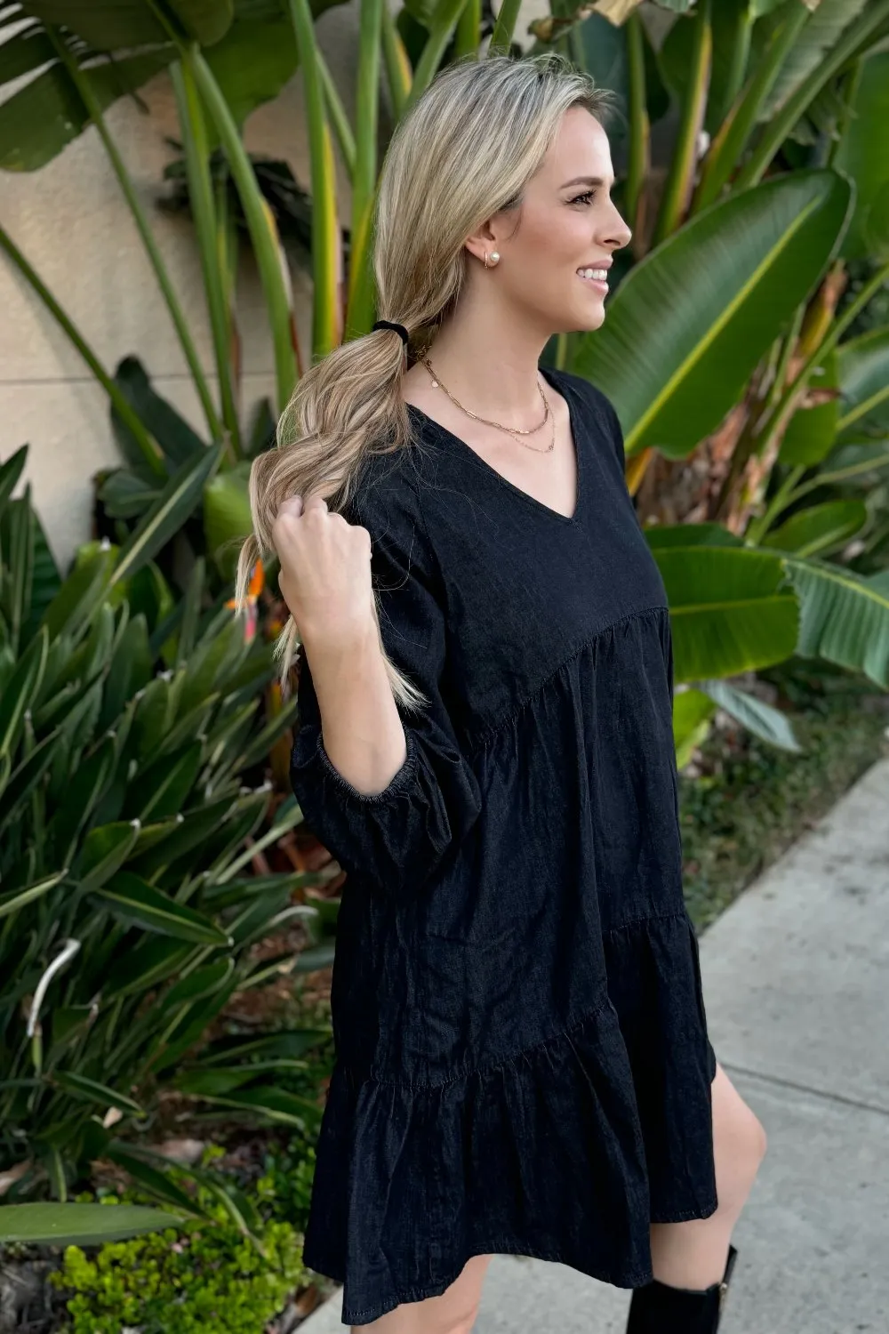 Clara Ruffled Chambray Dress sold by Threaded Pear product image thumbnail 4