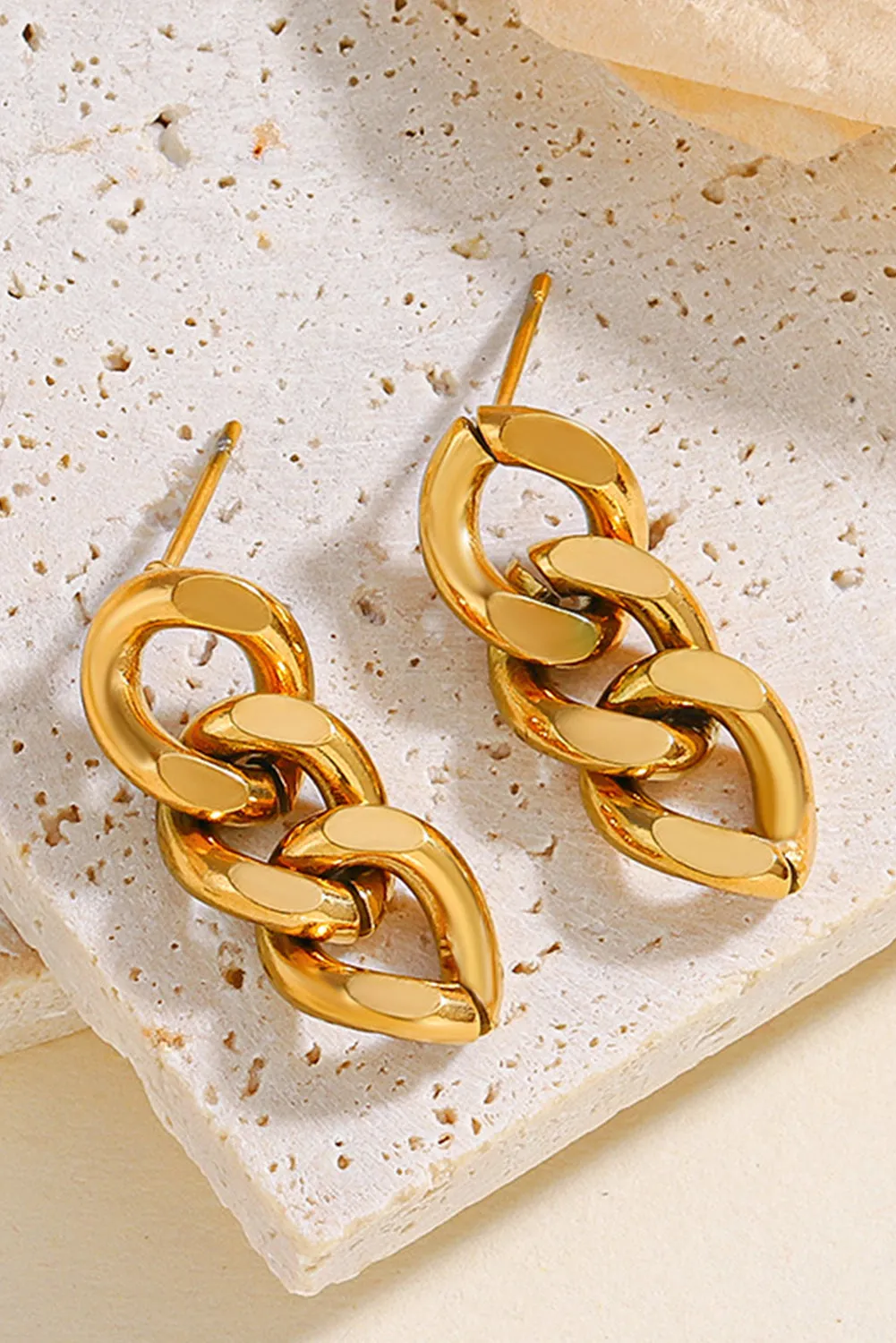 Gold Chain Link Plate Alloy Drop Earrings sold by Threaded Pear product image thumbnail 3