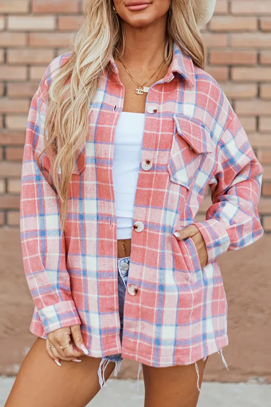 Natalie Plaid Button Up Shacket sold by Threaded Pear