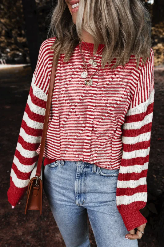 Emily Stripe Textured Sweater sold by Threaded Pear