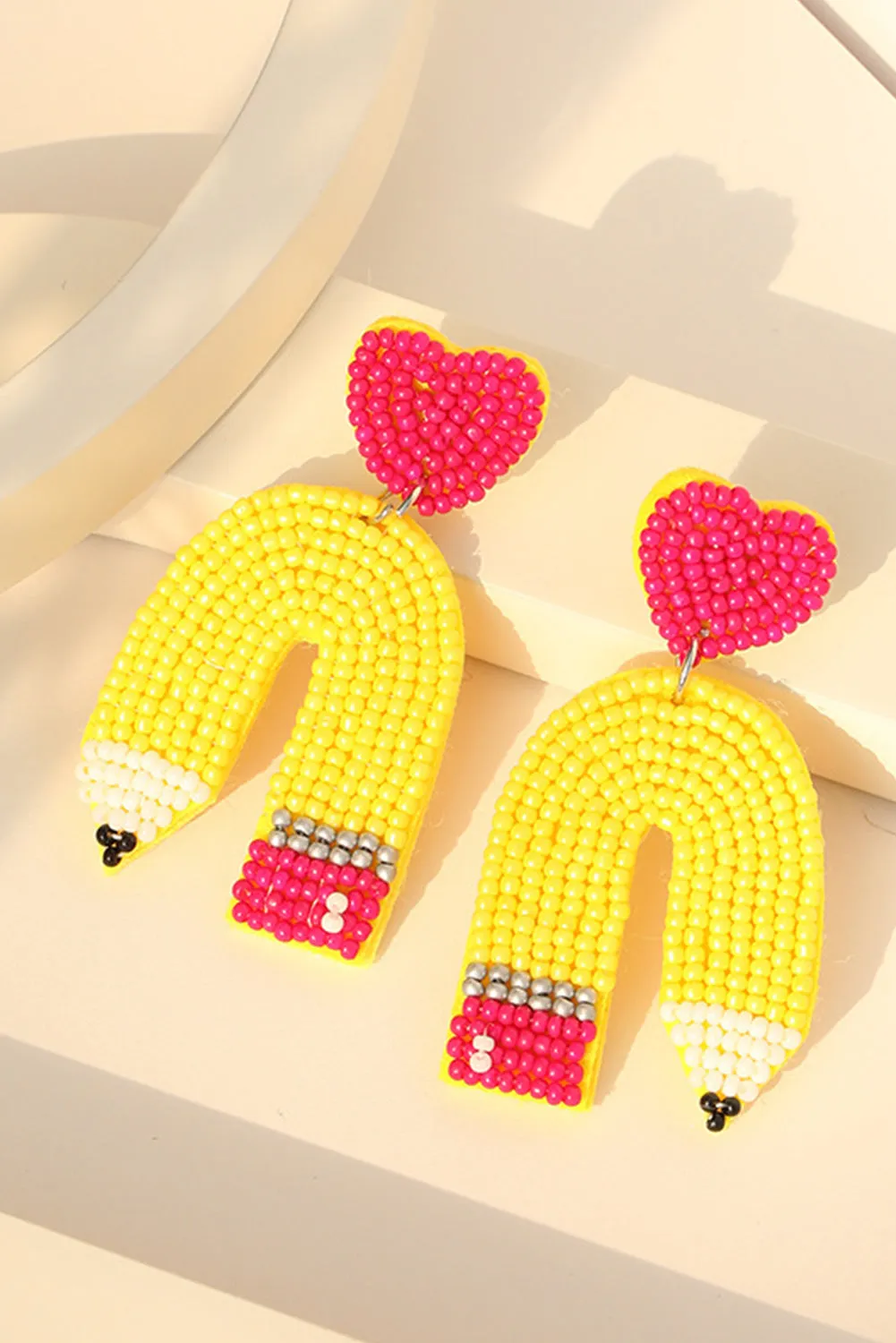 Yellow Heart Pencil Earrings sold by Threaded Pear product image thumbnail 3