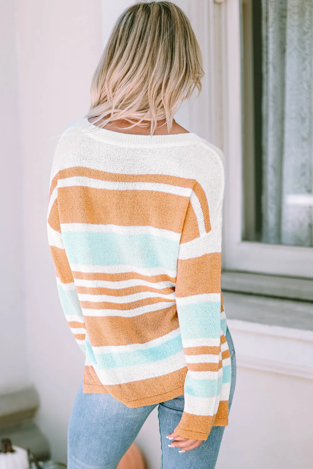 Amelia Stripe Long Sleeve Split Sweater sold by Threaded Pear product image thumbnail 2