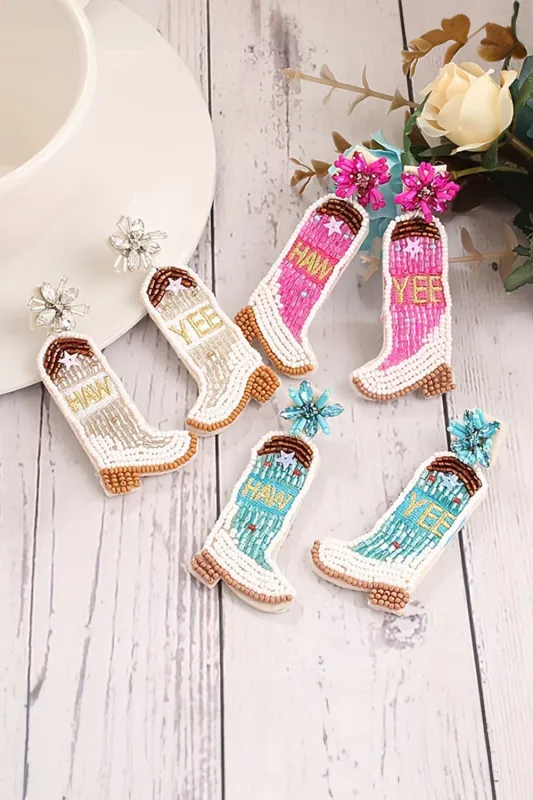 Cowboy Boots Bead Dangle Earrings sold by Threaded Pear
