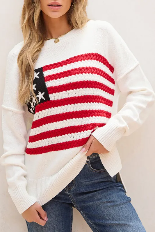 Lakelyn American Flag Sweater sold by Threaded Pear