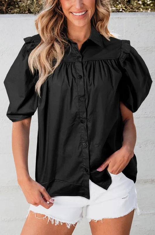 Elena Puff Sleeve Loose Shirt sold by Threaded Pear